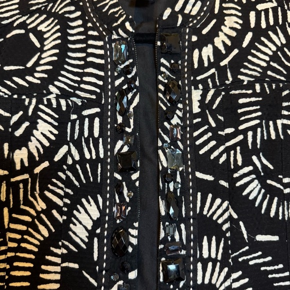 Investments Black and White Patterned Women's Jacket, size L, cotton, bejeweled - Picture 6 of 13